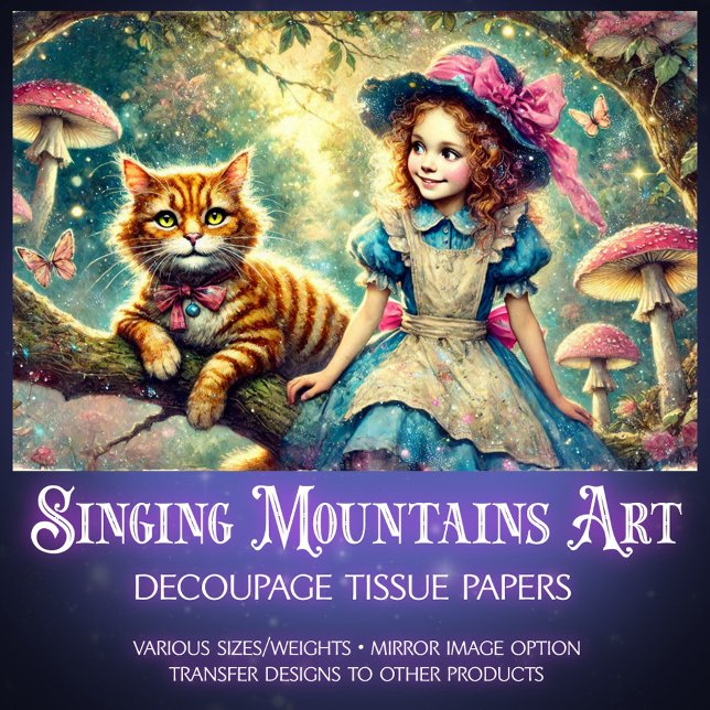 Papier Mousseline Tree of Tales Alice and Cheshire Cat Decoupage (Créateur téléchargé)