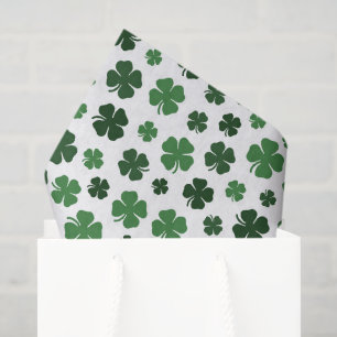 Papier Mousseline Trèfles de la Saint-Patrick verts blancs