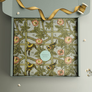 Papier Mousseline Trellis Birds William Morris Purple Vintage Floral