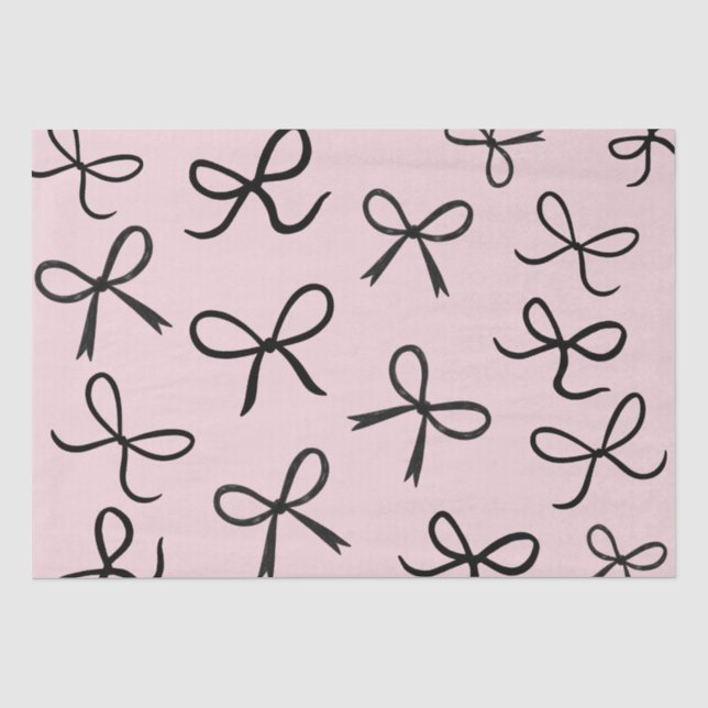 Papier Mousseline Trendy Cute Little Black Bows Rose (Recto)