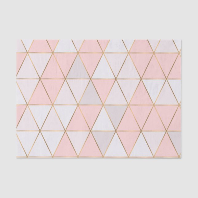 Papier Mousseline Triangles Géométriques Abstraits Modernes Rose Or (Recto)