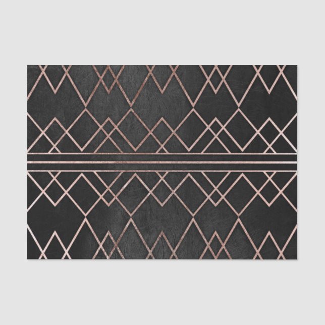 Papier Mousseline Triangles géométriques d'or rose chic et élégant (Recto)