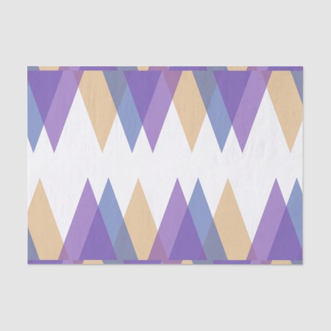 Papier Mousseline Triangles pourpre, bleu et jaune (Recto)