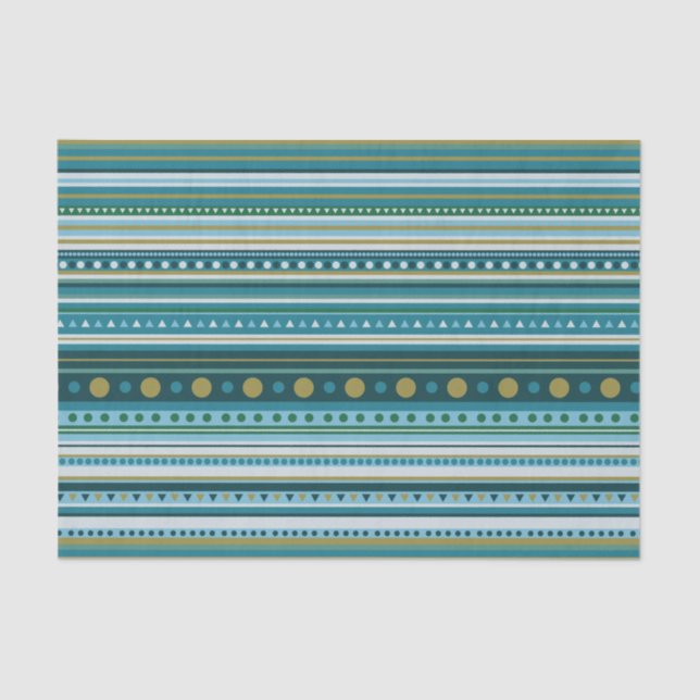 Papier Mousseline Tribal Turquoise Bleu Motif Tissu Papier papier (Recto)
