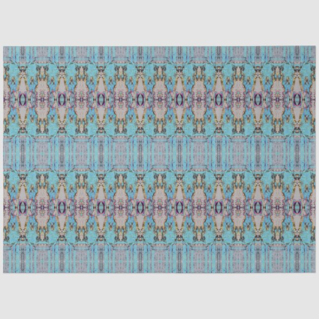 Papier Mousseline Tribal Western Blue Turquoise Art Motif Bull Skull (Recto)