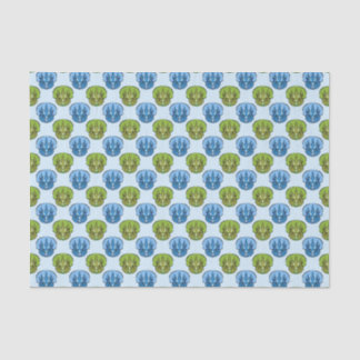 Papier Mousseline Tricératops Bleu et Vert Cute Dinosaur Motif