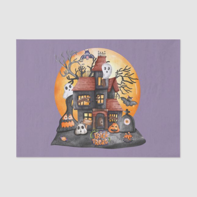 Papier Mousseline Trick ou traitement Halloween Haunween Haunted Hou (Recto)