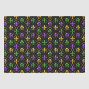 Papier Mousseline TriColor Fleur de Lis Mardi Gras Arlequin Diamant