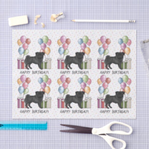 Papier Mousseline Tricolore de chien Carlin noir Anniversaire Coloré