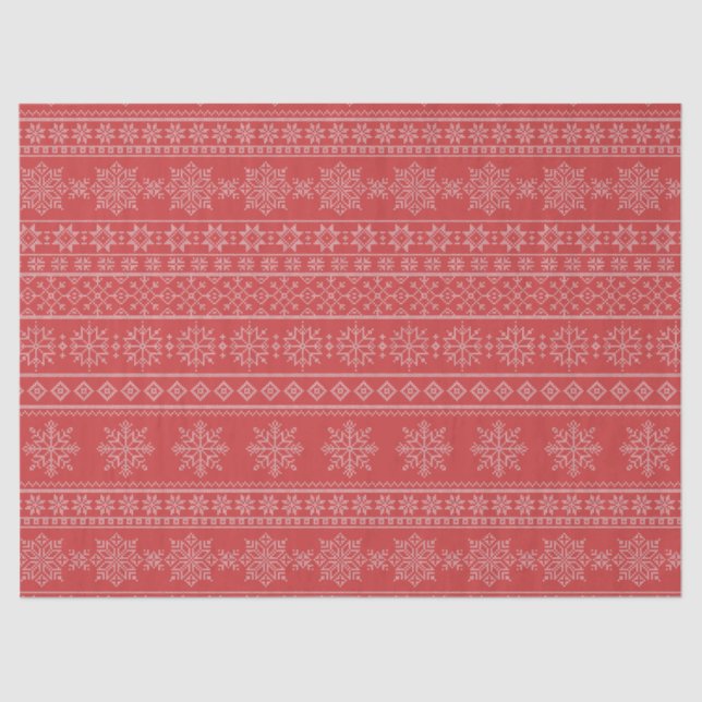 Papier Mousseline Tricot de Noël noir rouge blanc flocon de neige (Recto)