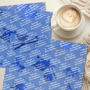 Papier Mousseline Tricot Merci d'entreprise Bleu
