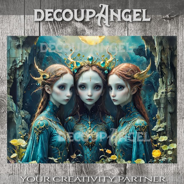 Papier Mousseline Trio de la nymphe lunaire - Découpage - (Créateur téléchargé)