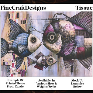Papier Mousseline Trio Steampunk Poisson Mécanique FM3L Découpage Ti