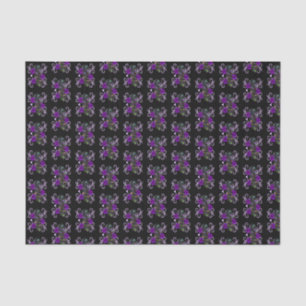 Papier Mousseline Triple Jour Noir Des Crânes Morts Roses Violets