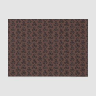 Papier Mousseline Triple spirale celtique noire Triskele sur marron