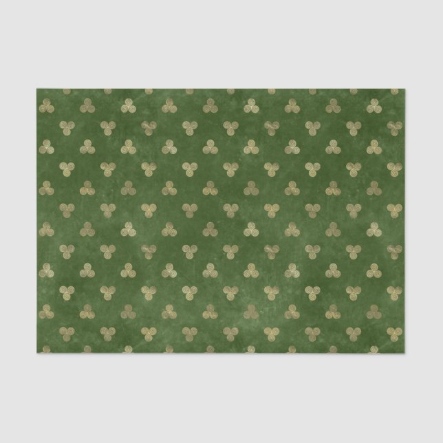 Papier Mousseline Triple spirale Celtique Vert Or (Recto)