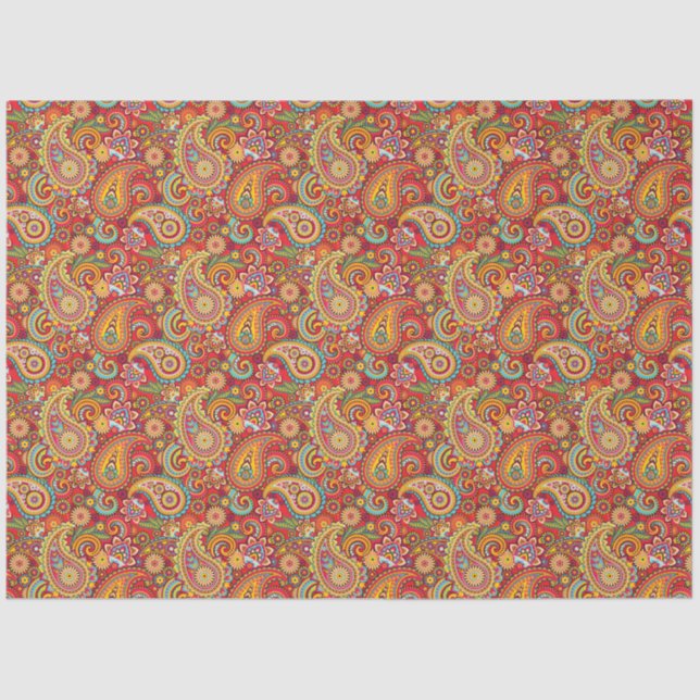 Papier Mousseline Trippy Hippy Retro Paisley (Recto)