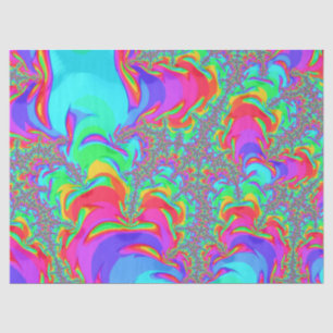 Papier Mousseline Trippy Retro Vibrant Neon Arc-en-ciel Fractal Art