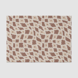 Papier Mousseline Trippy super 60s Flower Checks Neutral Brown