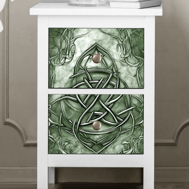 Papier Mousseline Triquetra Trinity Sage de noeud Vert Faux Metallic (Créateur téléchargé)