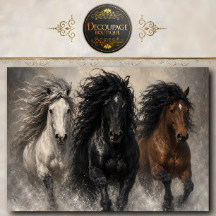 Papier Mousseline Trois Chevaux en Course Décoration Murale Décor po