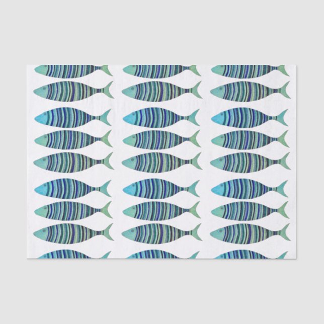Papier Mousseline Trois poissons triés (Recto)