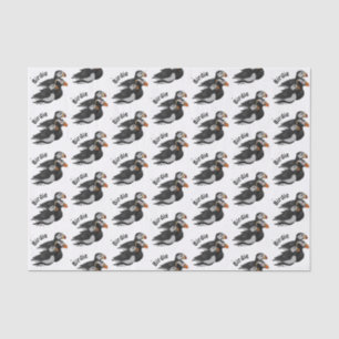 Papier Mousseline Trois Puffins Adorablement Friendly Baignade Carto