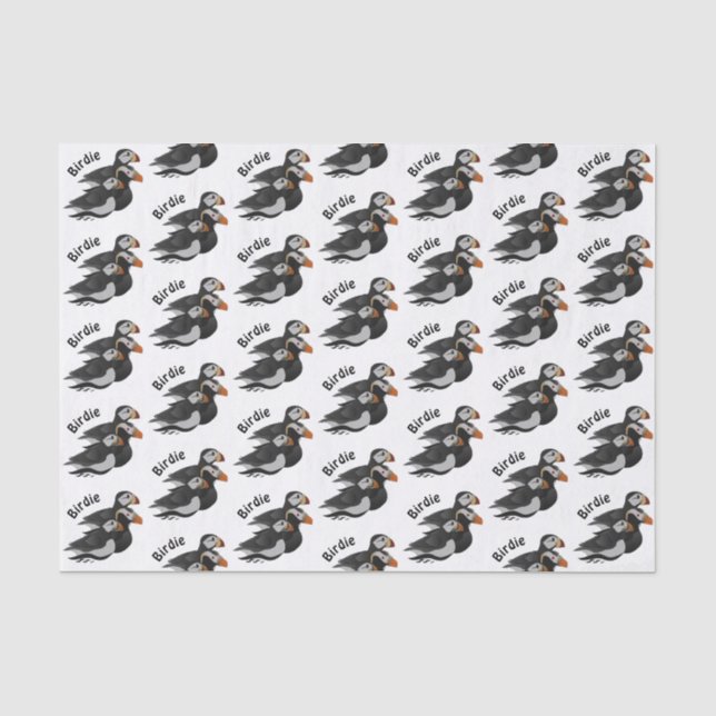 Papier Mousseline Trois Puffins Adorablement Friendly Baignade Carto (Recto)