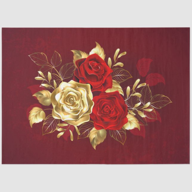 Papier Mousseline Trois Roses de bijoux (Recto)
