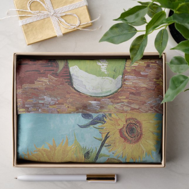 Papier Mousseline Trois tournesols dans un vase par Vincent van Gogh (Cadeau)