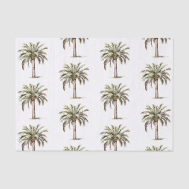 Papier Mousseline Tropical Aloha Beach Cocots Palm Trees Mariage (Recto)