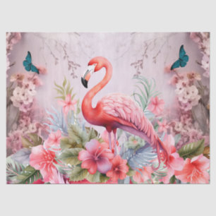 Papier Mousseline Tropical Cherry Blossom & Flamants roses roses Déc