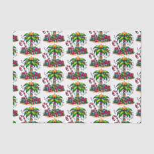Papier Mousseline Tropical Christmas Holiday Palm Tree Motif