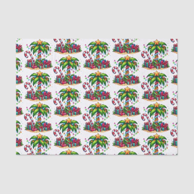 Papier Mousseline Tropical Christmas Holiday Palm Tree Motif (Recto)
