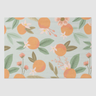 Papier Mousseline Tropical Citrus Floral Mint Green