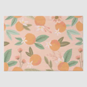 Papier Mousseline Tropical Citrus Floral Rose