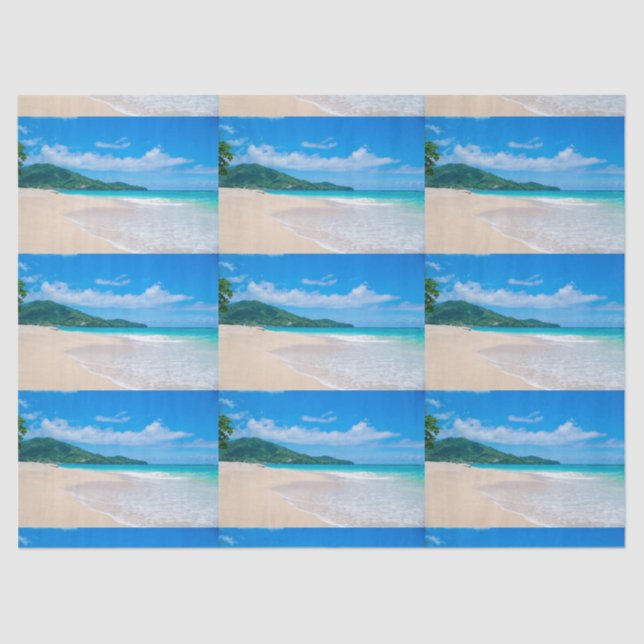 Papier Mousseline Tropical Destination Pittoresque Beach Motif photo (Recto)