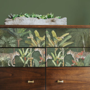 Papier Mousseline Tropical Floral Leopard Foliage Jungle Decoupage