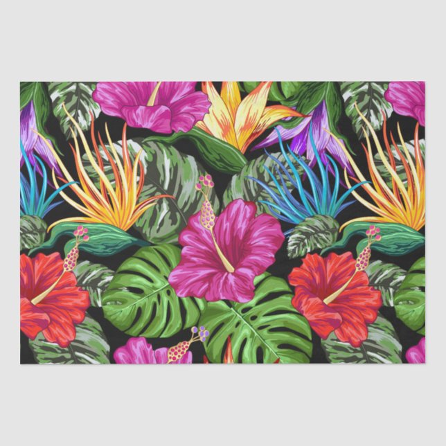 Papier Mousseline Tropical Floral Motif d'humeur estivale (Recto)