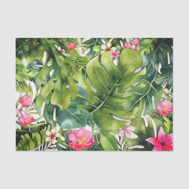 Papier Mousseline Tropical Floral Palm Feuille Botanique Chic été (Recto)