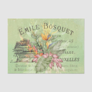 Papier Mousseline Tropical Floral Vintage Ephémère Tissu de découpag