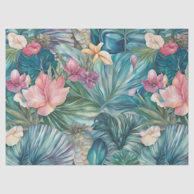 Papier Mousseline Tropical Iridescente Découpage Tissu Craft (Recto)