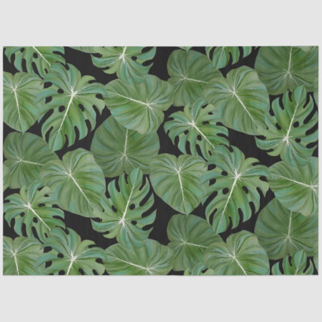 Papier Mousseline Tropical Leaf Jungle Beach Découpage vert (Recto)