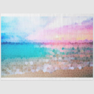 Papier Mousseline Tropical Morning Sunrise Stain Glass Beach