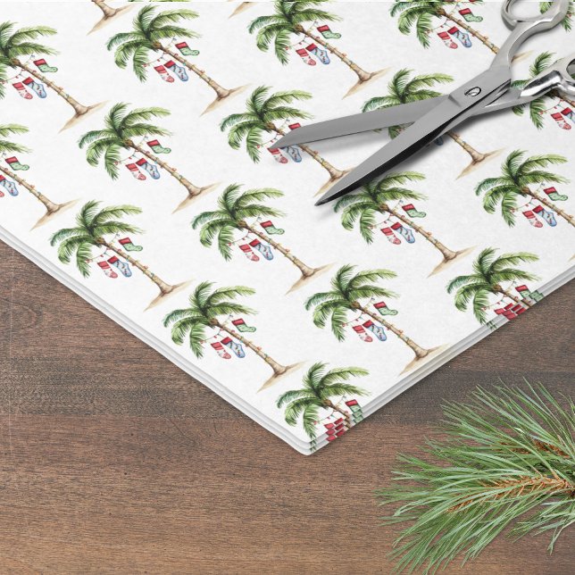 Papier Mousseline Tropical Palm Tree Beach Christmas (Tropical Palm Tree Beach Christmas Tissue Paper)