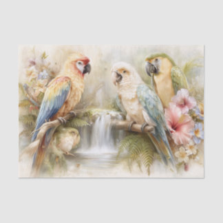 Papier Mousseline Tropical Parrots Decoupage