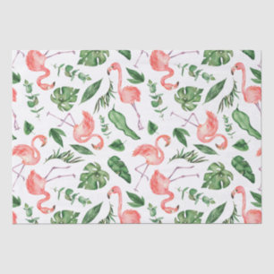 Papier Mousseline Tropical Pink Flamingo Pattern v2
