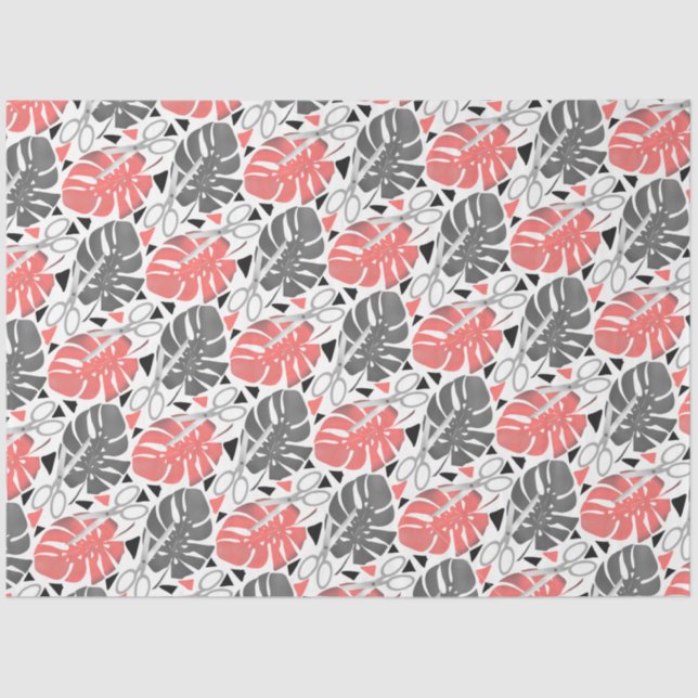 Papier Mousseline Tropical print monstera leaves scissors jungle exo (Recto)