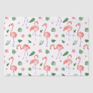 Papier Mousseline Tropical rose Flamingo