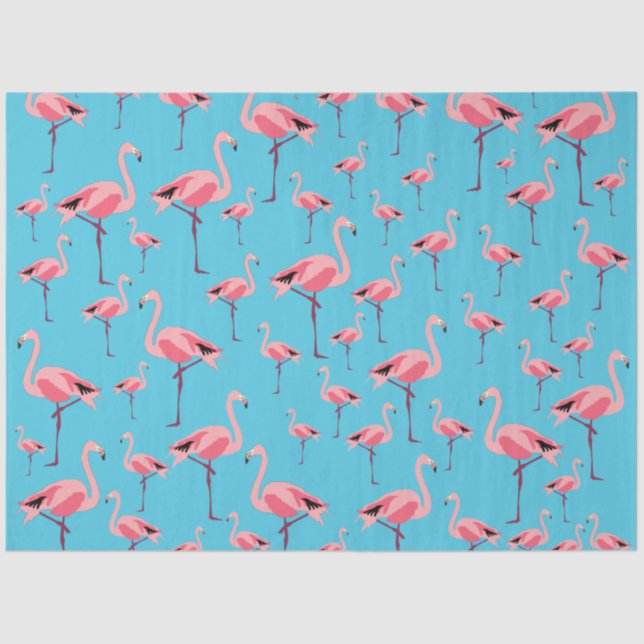 Papier Mousseline Tropical Summer Pink Flamingo Pattern (Recto)